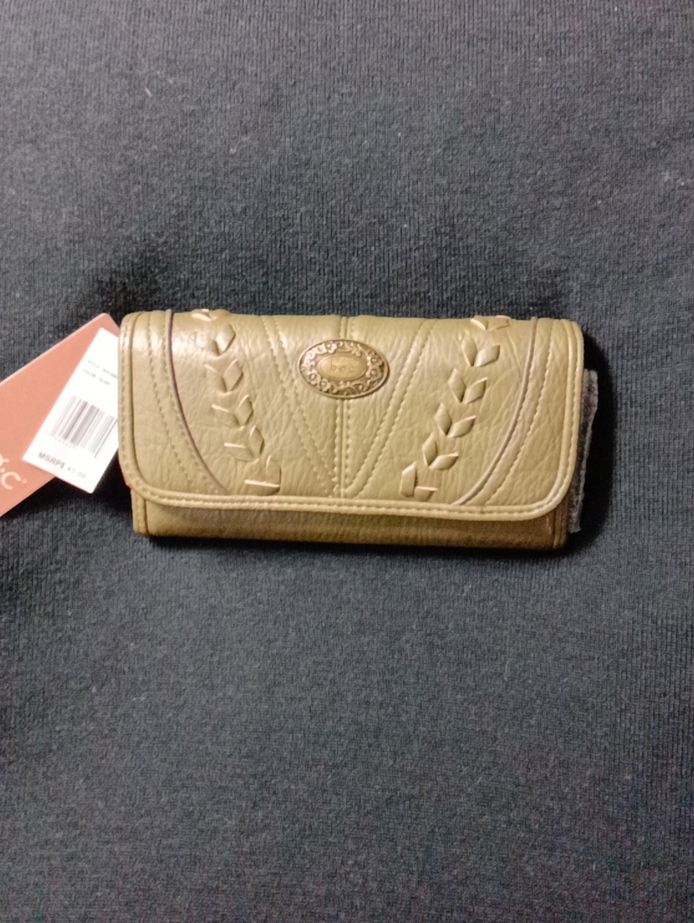 b.o.c. olive green braided detail women's wallet